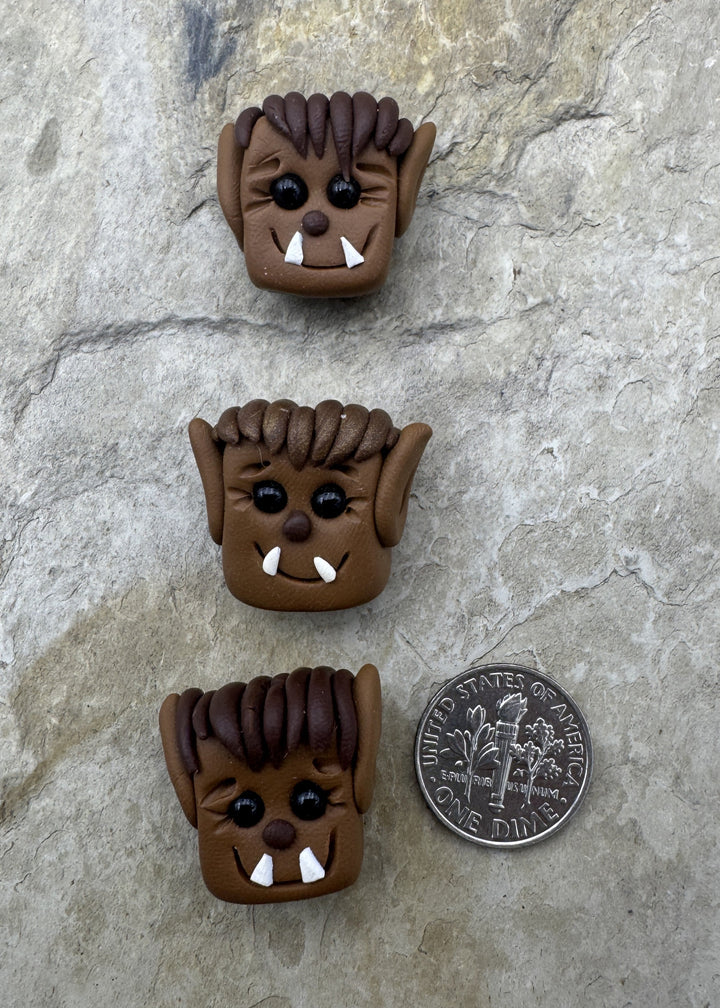 Handmade Polymer Clay Werewolf Beads Sold Per One Bead