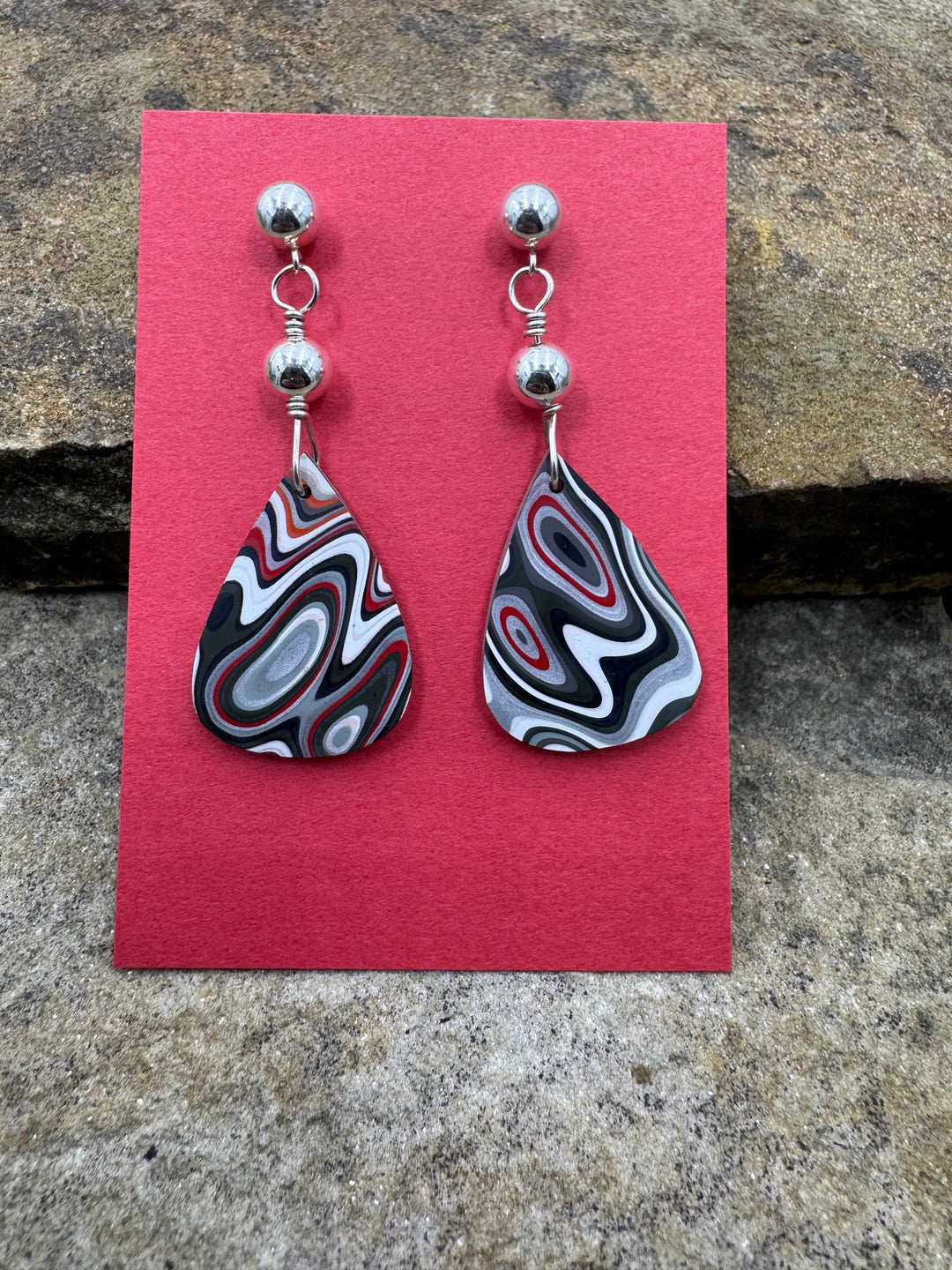 Heidi White Designs Fordite and Sterling Silver Earrings
