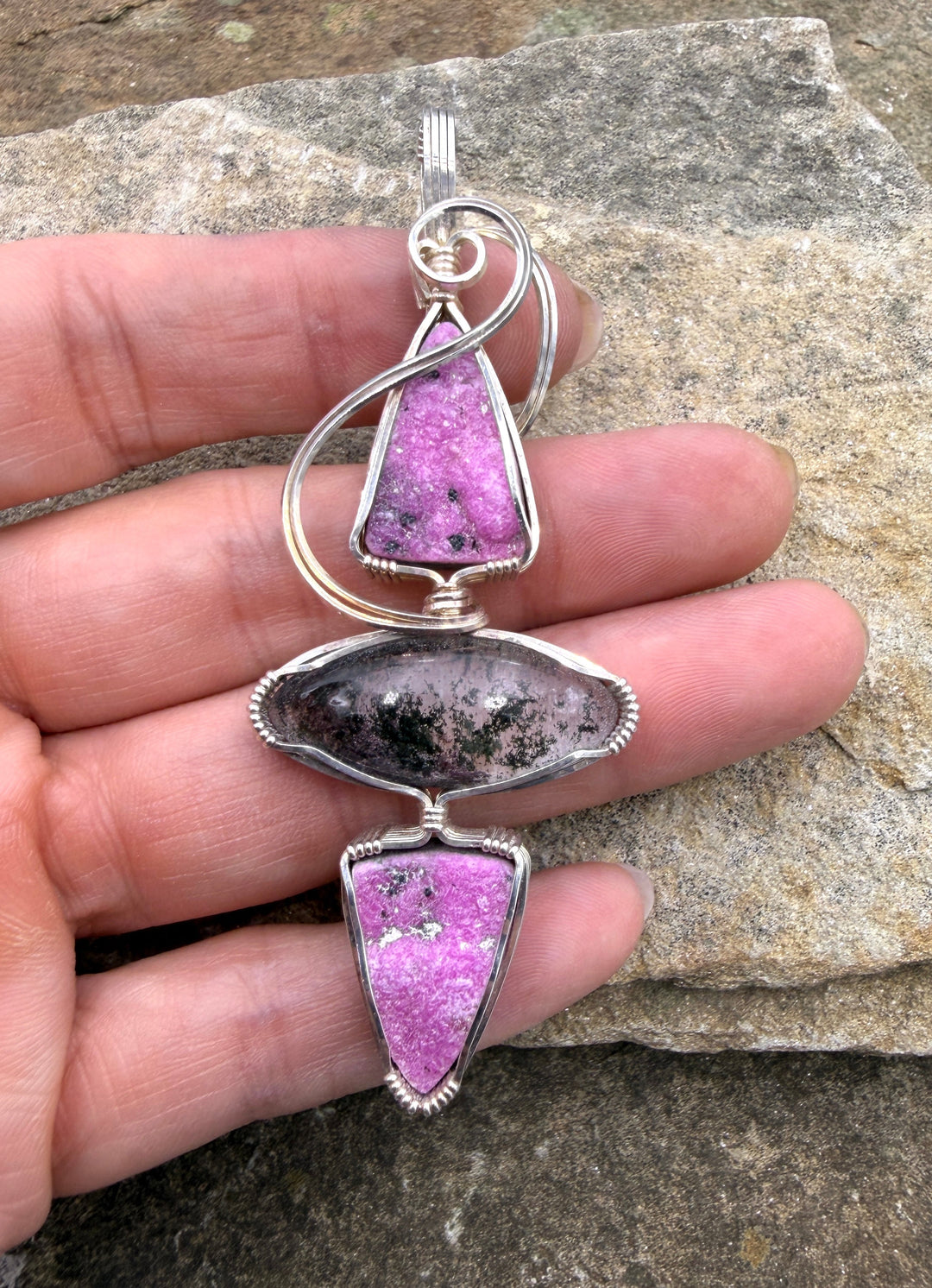 Heidi White Designs Serting Silver Wire Wrapped Pendant