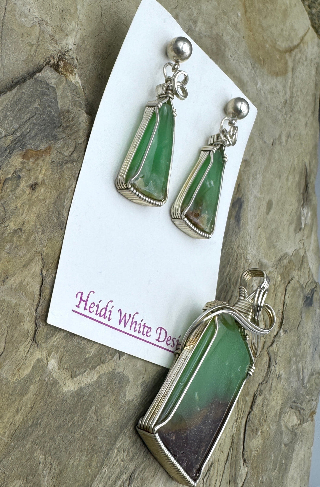 Heidi White Designs Wire Chrysoprase Set in Sterling Silver