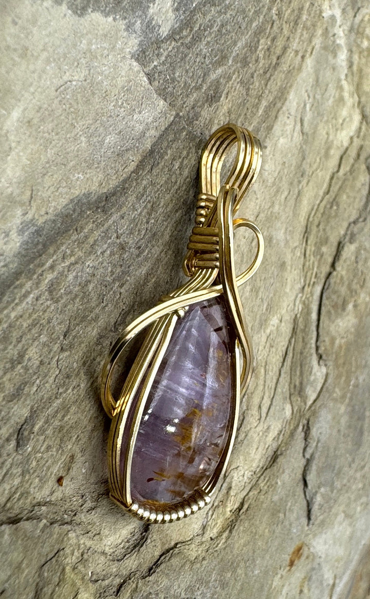 Heidi White Designs Wire Wrapped Melody Stone and 14Kt Gold