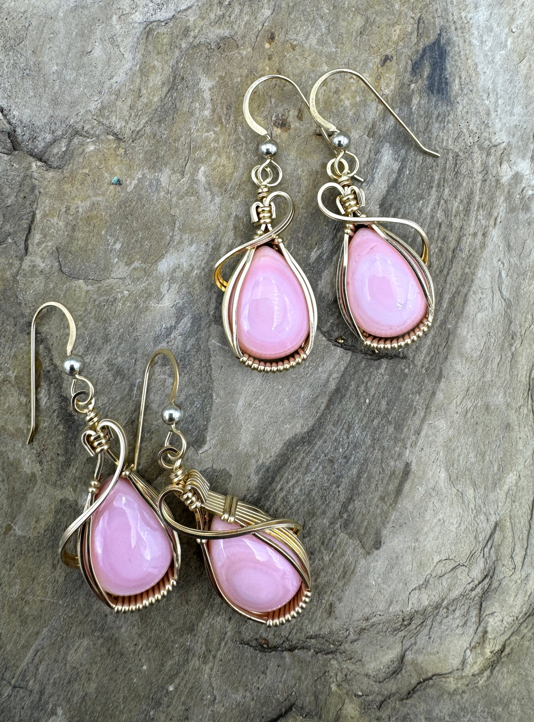 Heidi White Designs Wire Wrapped Pink Conch Shell Earrings