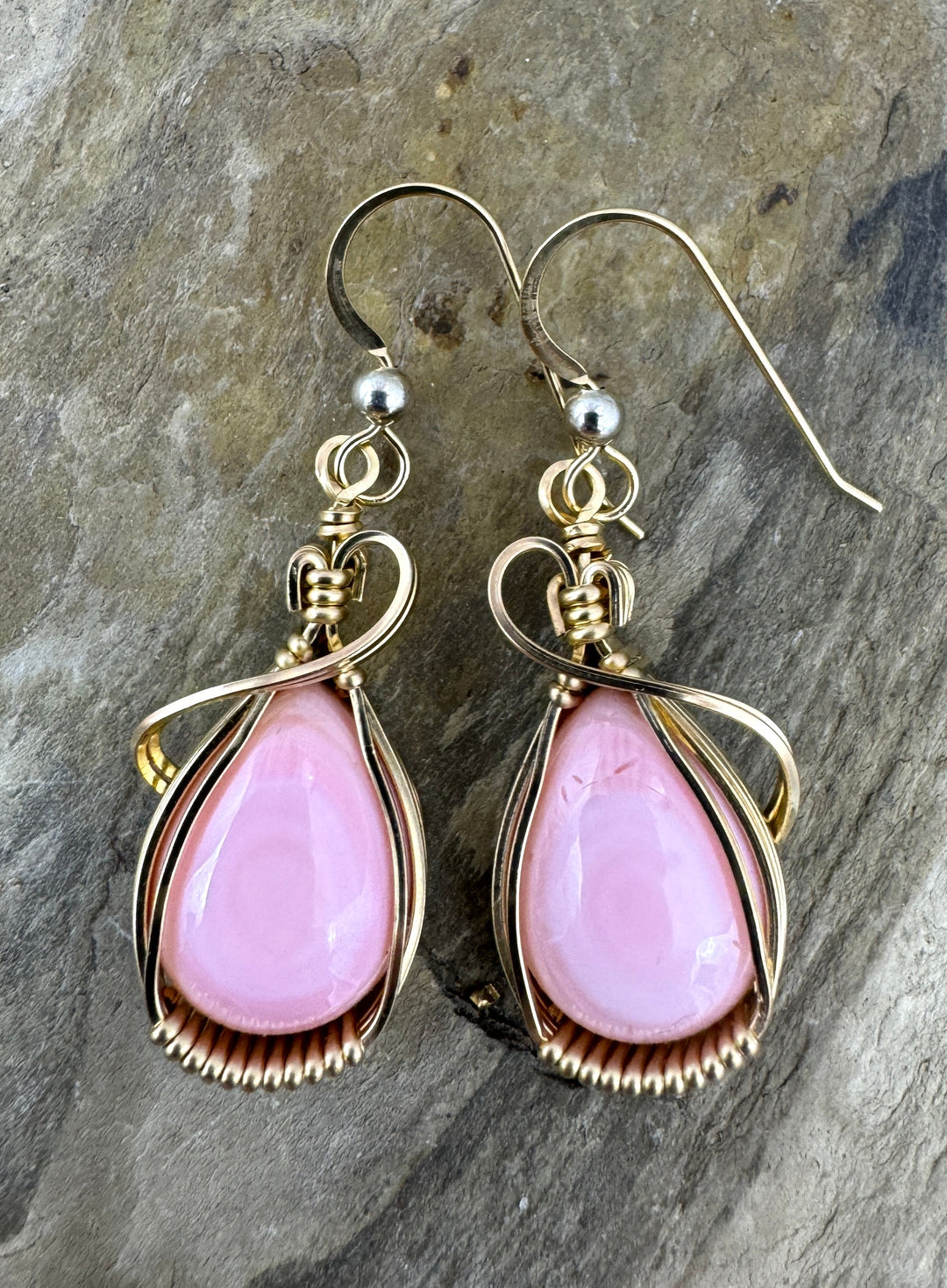 Heidi White Designs Wire Wrapped Pink Conch Shell Earrings