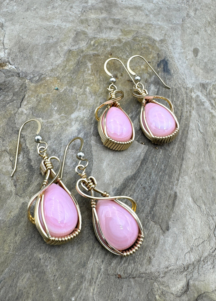 Heidi White Designs Wire Wrapped Pink Conch Shell Earrings