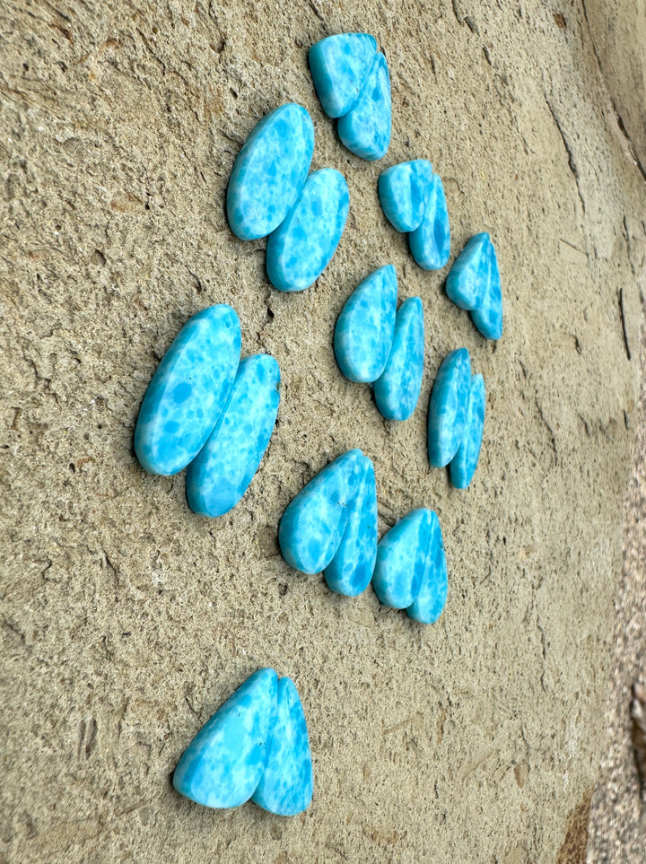 Hemimorphite Matching Earring slab bead Pairs Mixed Shapes