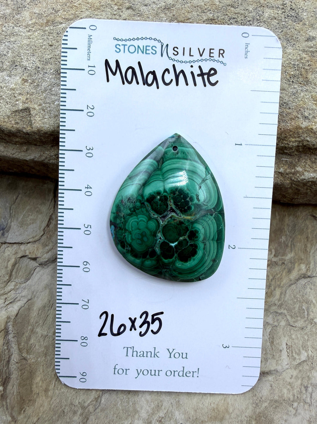 High Pattern Malachite Focal Pendant Bead 26x35mm