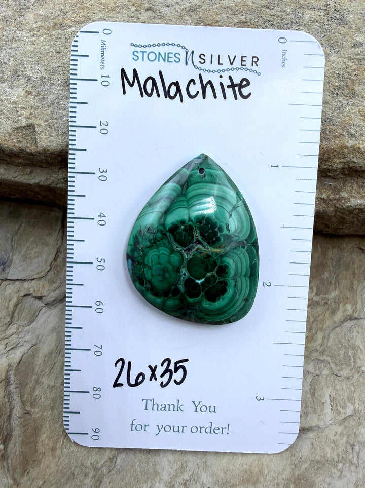 High Pattern Malachite Focal Pendant Bead 26x35mm