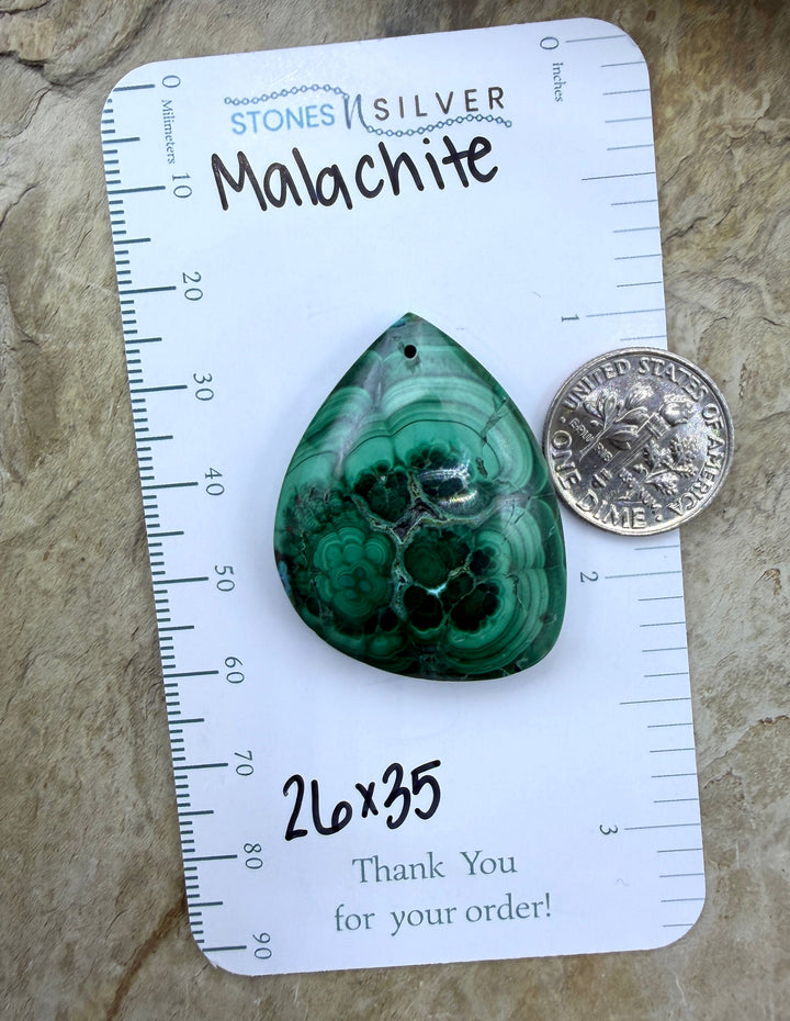 High Pattern Malachite Focal Pendant Bead 26x35mm