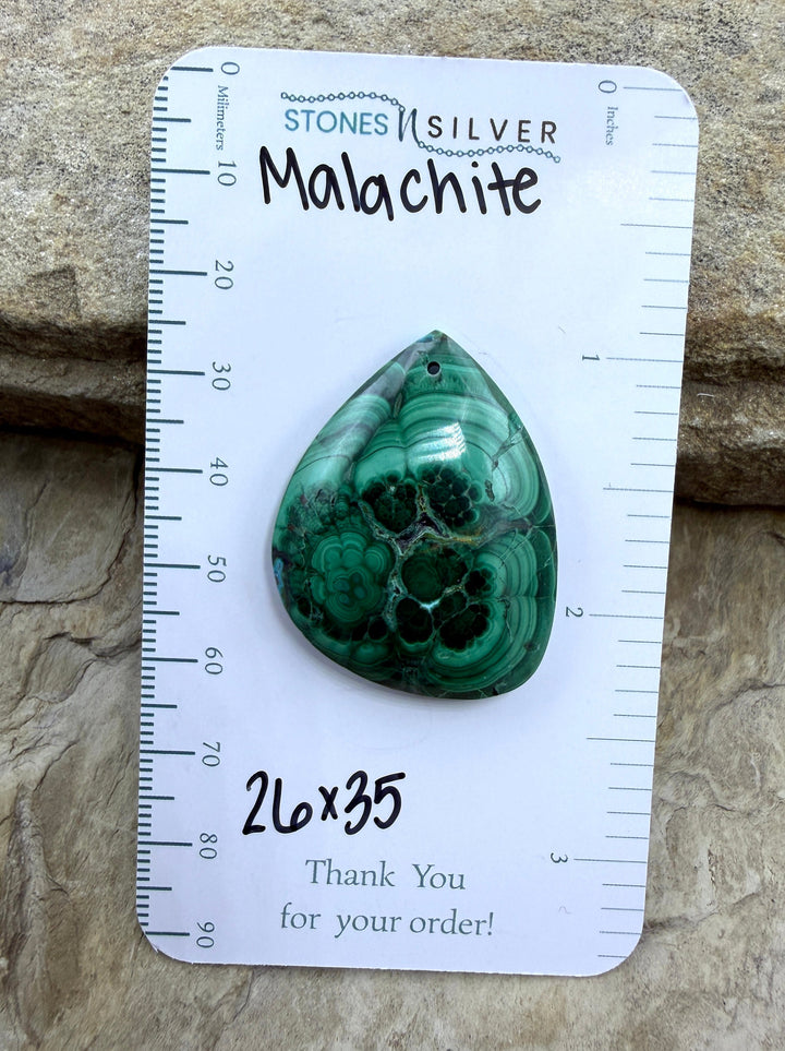 High Pattern Malachite Focal Pendant Bead 26x35mm