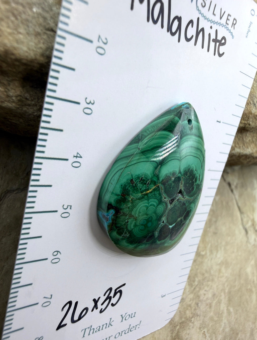 High Pattern Malachite Focal Pendant Bead 26x35mm