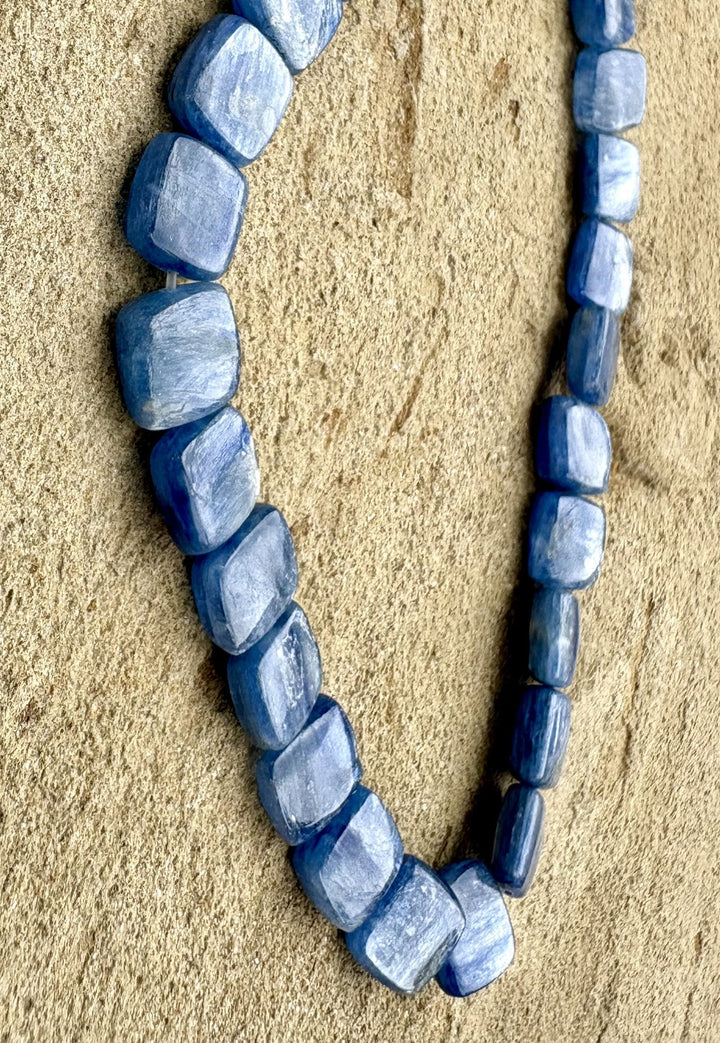 High Quality Blue Kyanite 10mm Soft Square Beads 16 inch