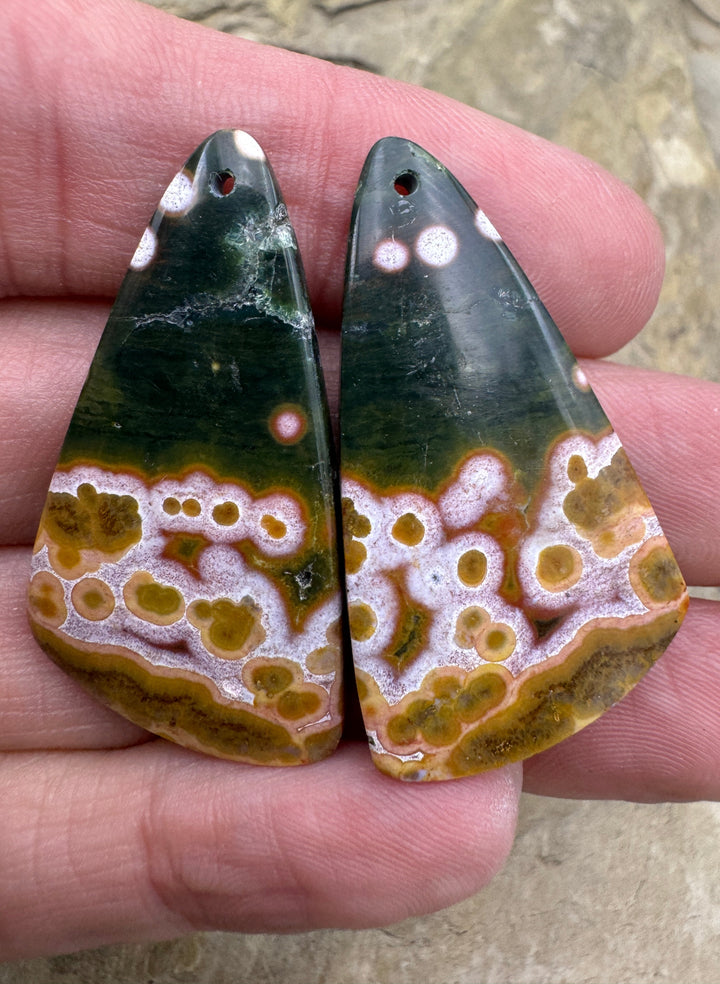 High Quality Ocean Jasper BIG Matching Earring Slab Bead