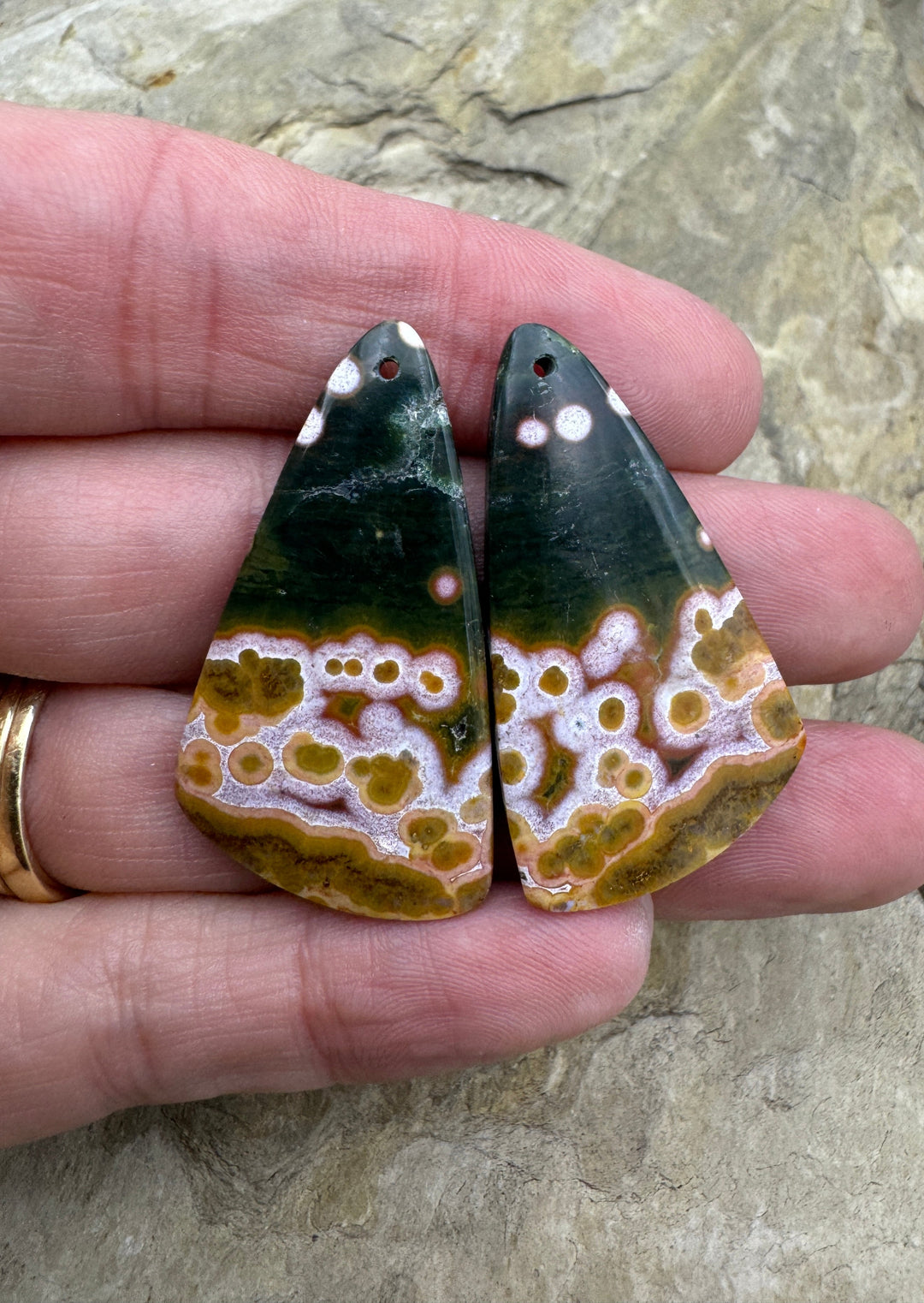 High Quality Ocean Jasper BIG Matching Earring Slab Bead