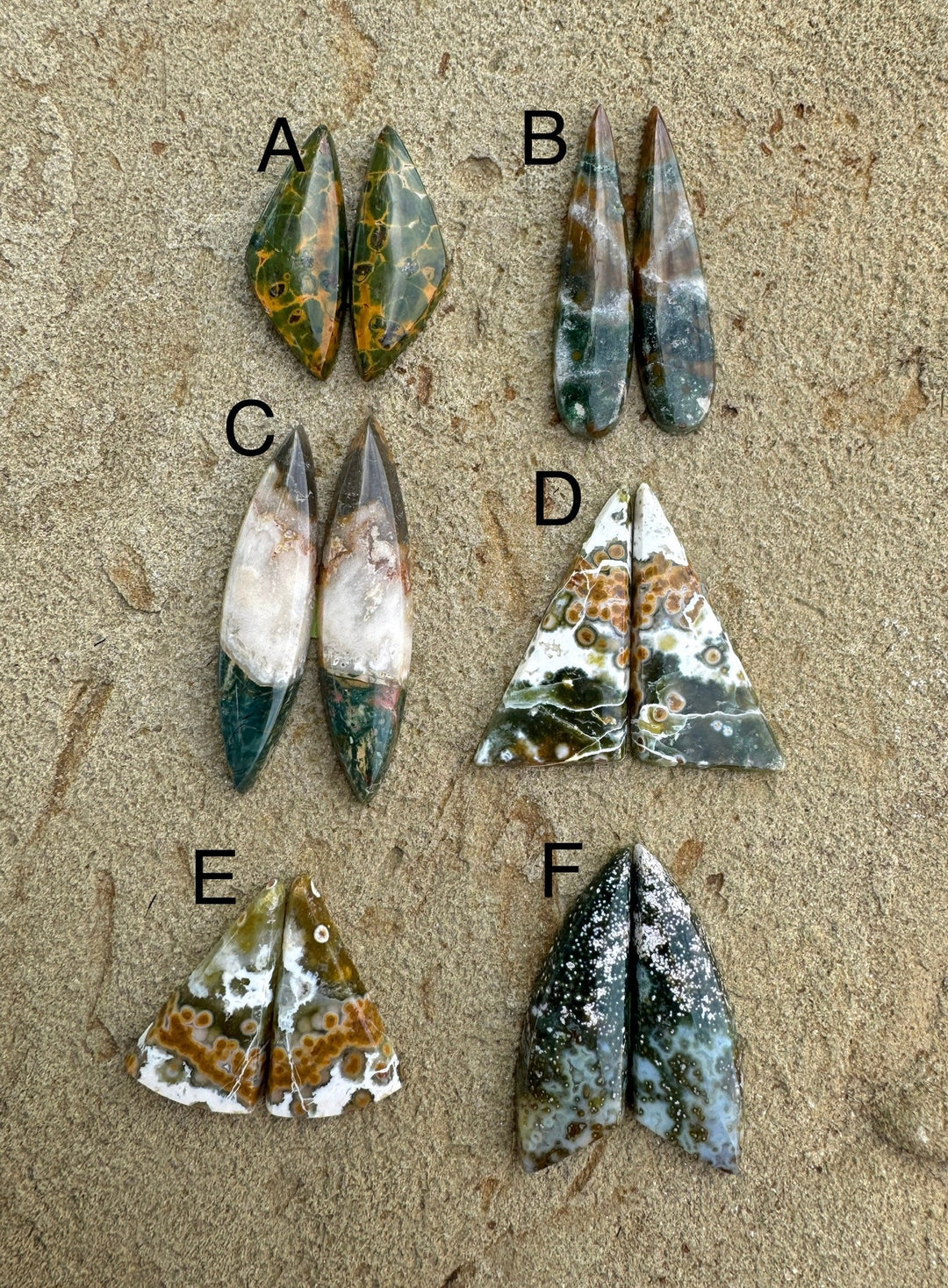 High Quality Ocean Jasper Cabochon Pairs (Select One Pair)