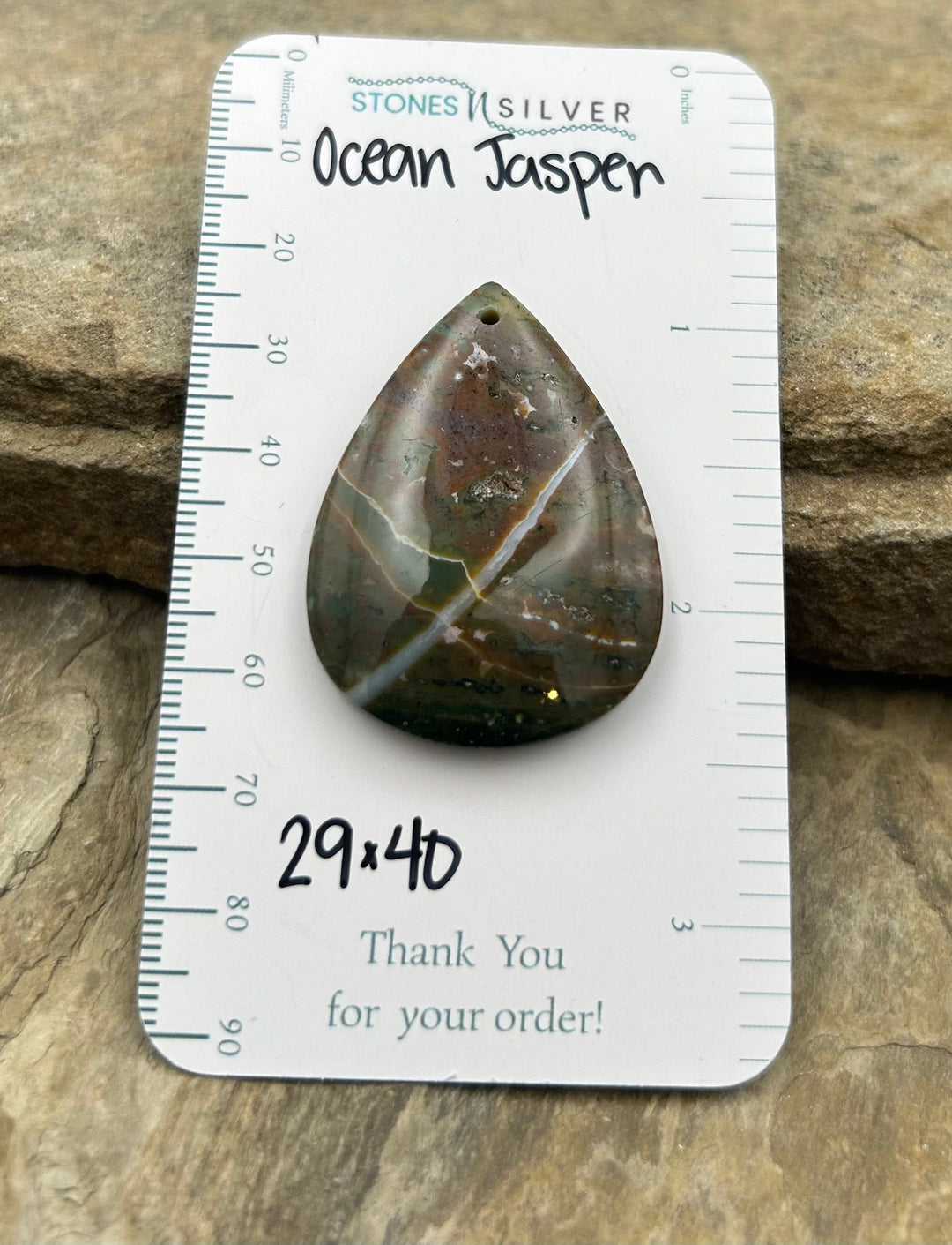 High Quality Ocean Jasper Focal Pendant Bead 29x40mm