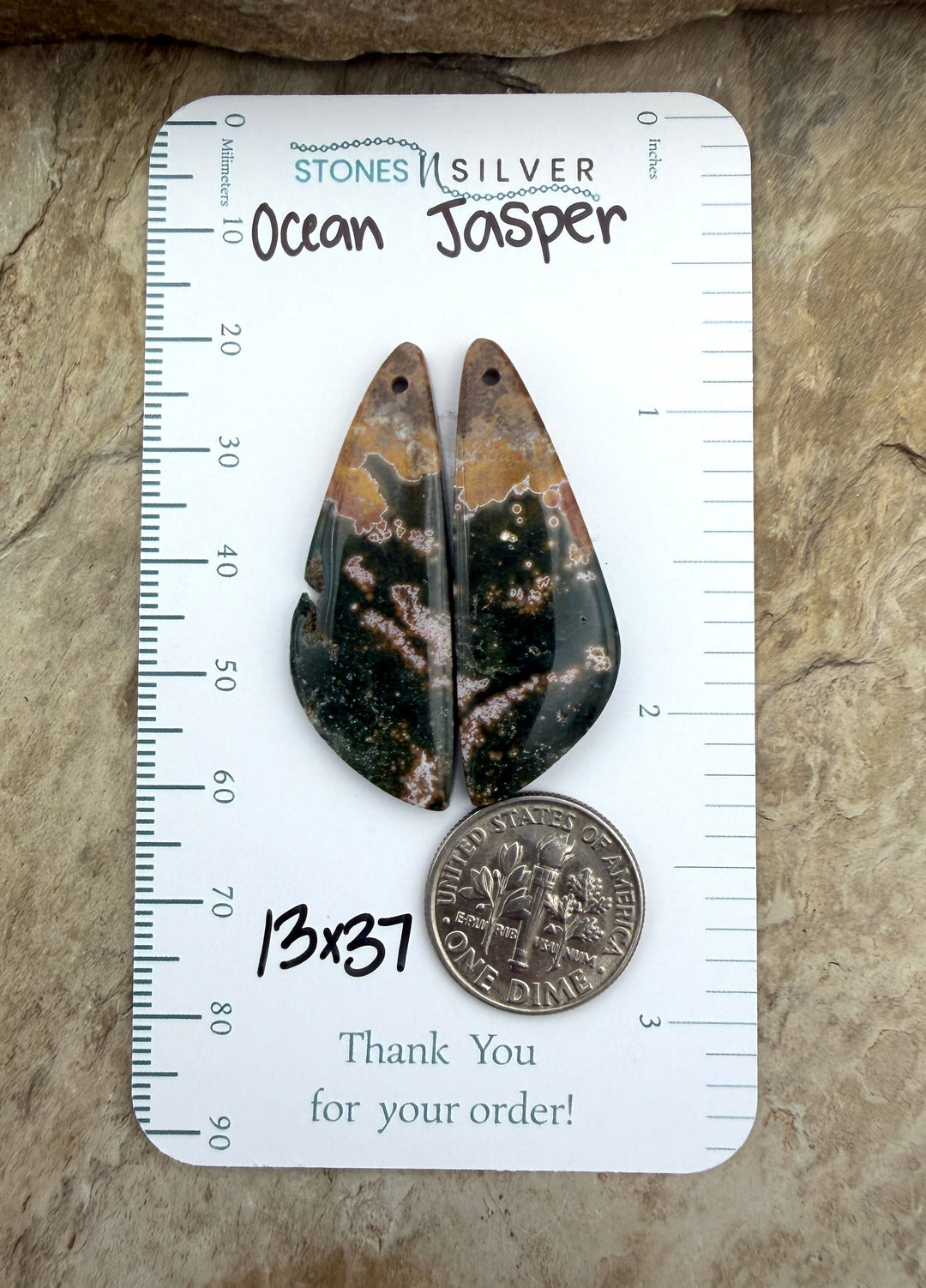 High Quality Ocean Jasper Matching Earring Slab Bead Pair