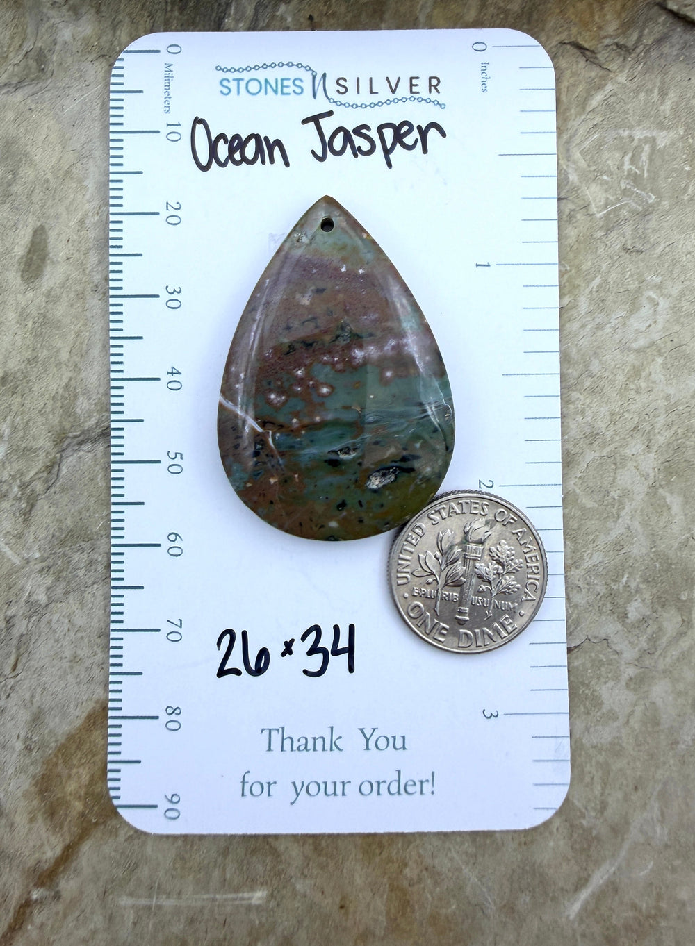 High Quality Ocean Jasper Matching Earring Slab Bead Pair