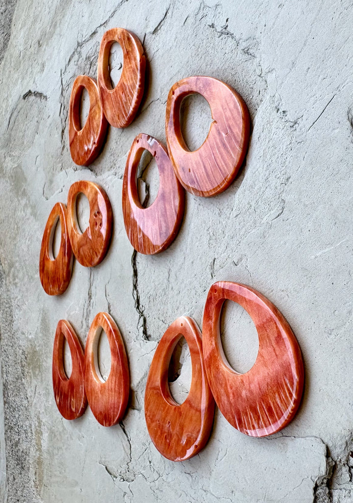 High Quality Red/Rust Spiny Oyster 30x40mm Earring Slab