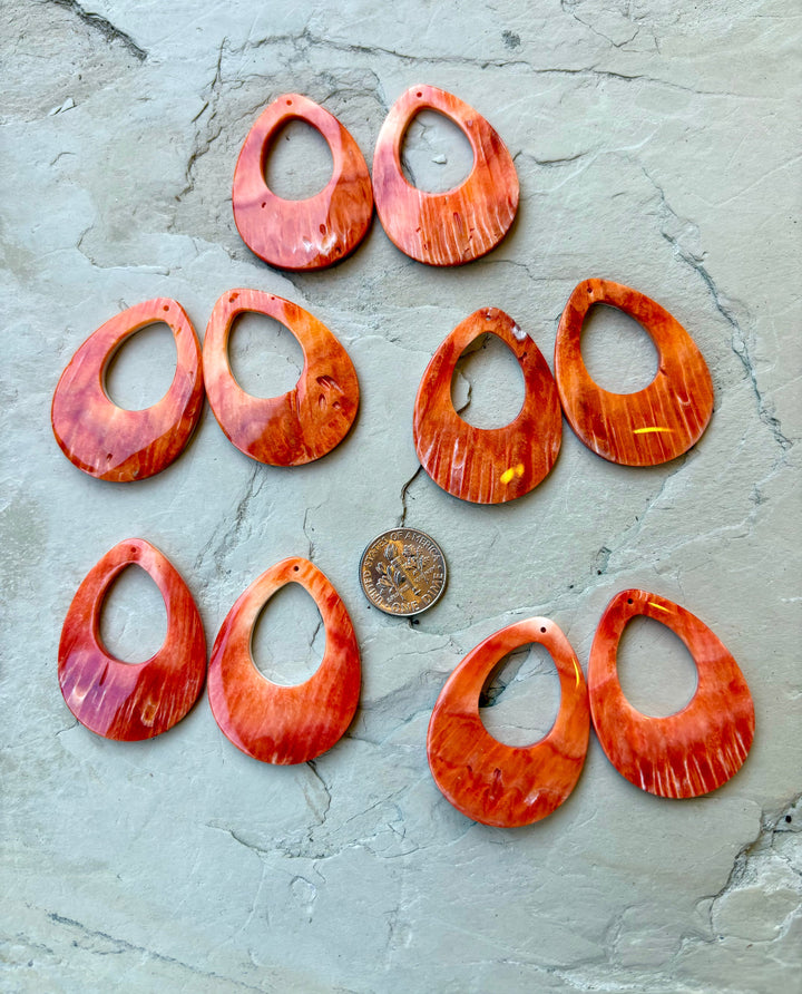 High Quality Red/Rust Spiny Oyster 30x40mm Earring Slab