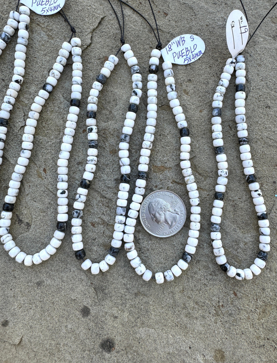 High Quality White Buffalo 5x4mm Pueblo Shaped Bead Strands