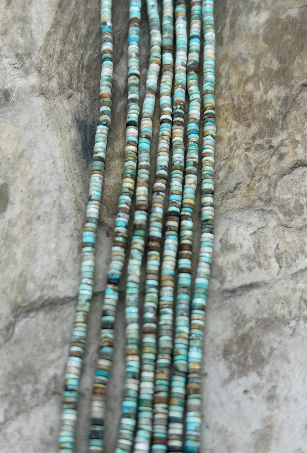 Hubei Turquoise (China) 2mm Heishi Beads 16 Inch Strand