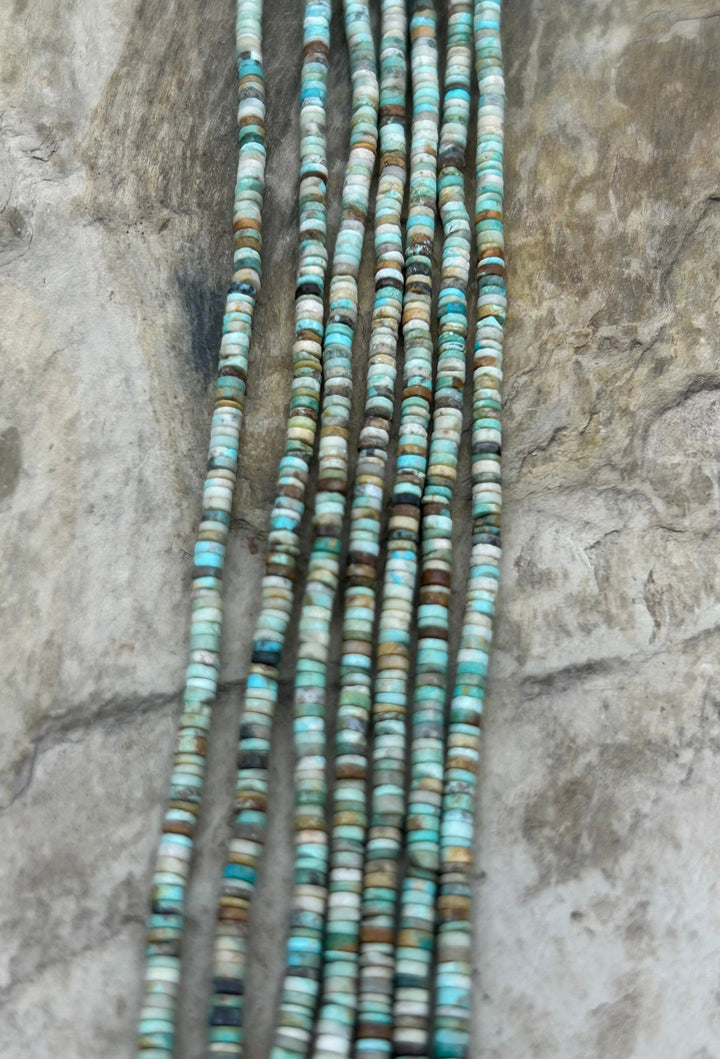 Hubei Turquoise (China) 2mm Heishi Beads 16 Inch Strand