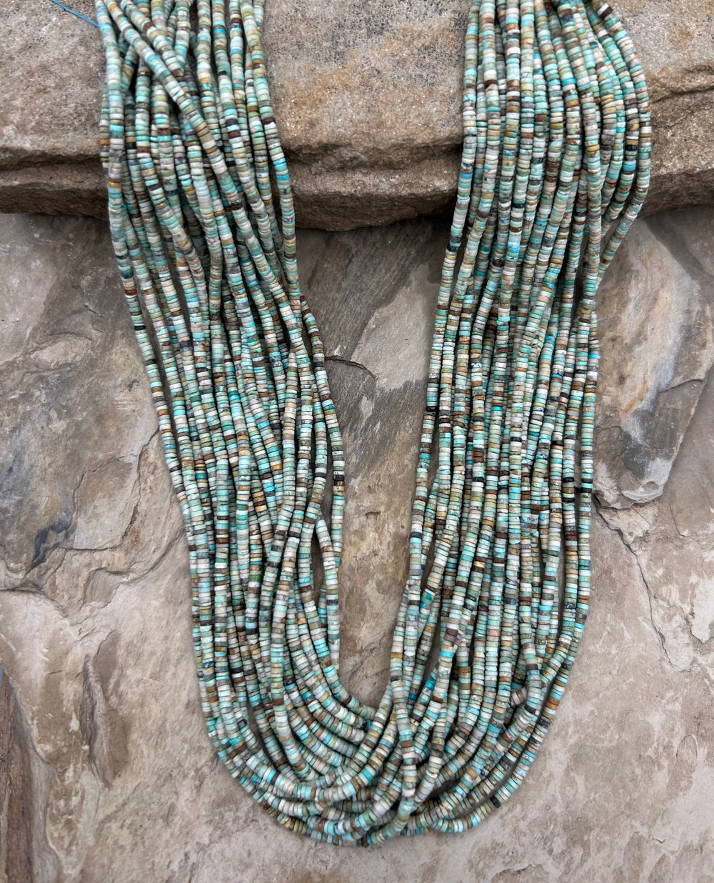Hubei Turquoise (China) 2mm Heishi Beads 16 Inch Strand
