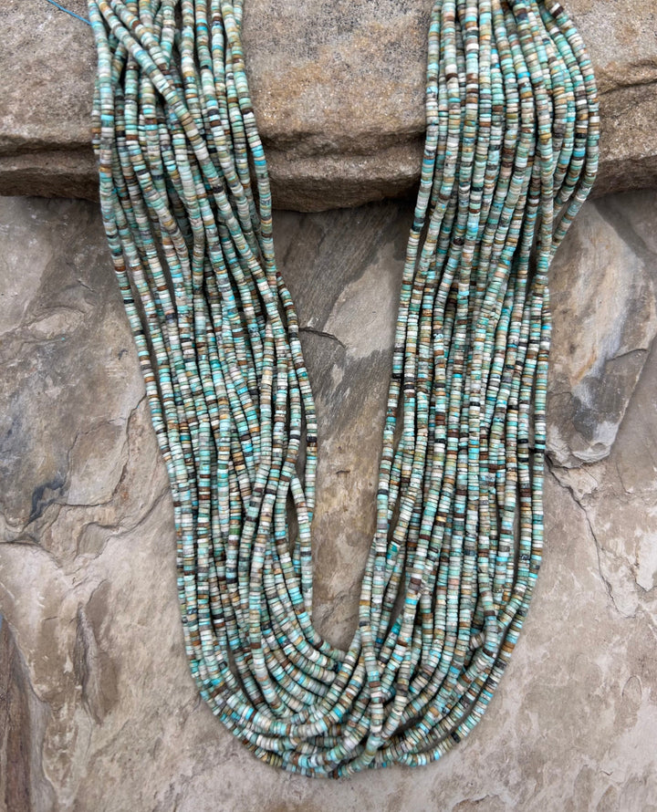 Hubei Turquoise (China) 2mm Heishi Beads 16 Inch Strand