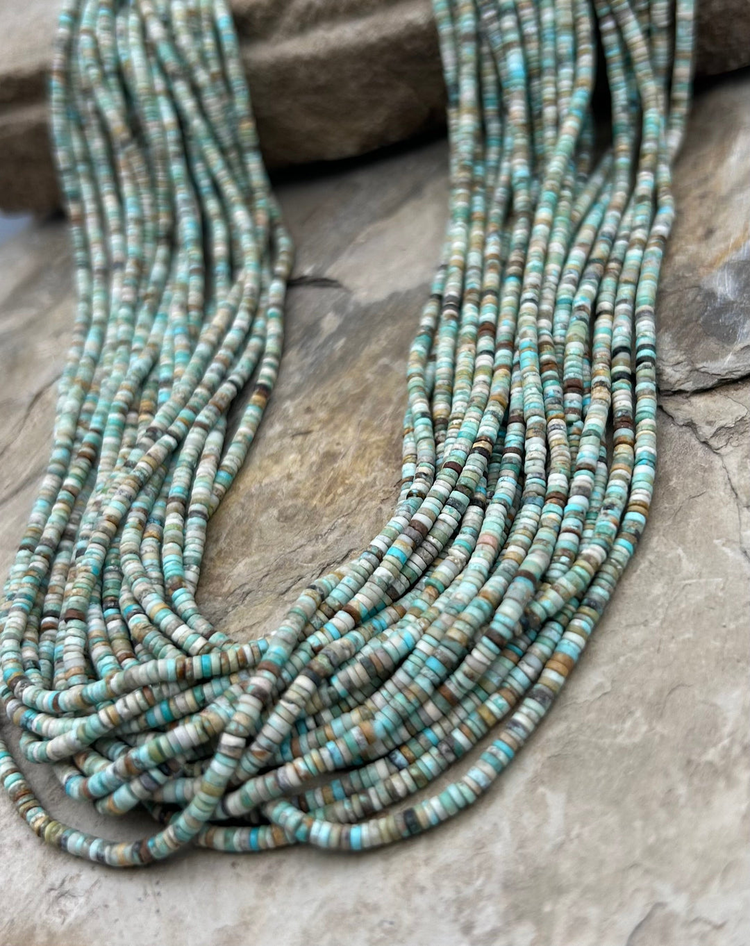 Hubei Turquoise (China) 2mm Heishi Beads 16 Inch Strand