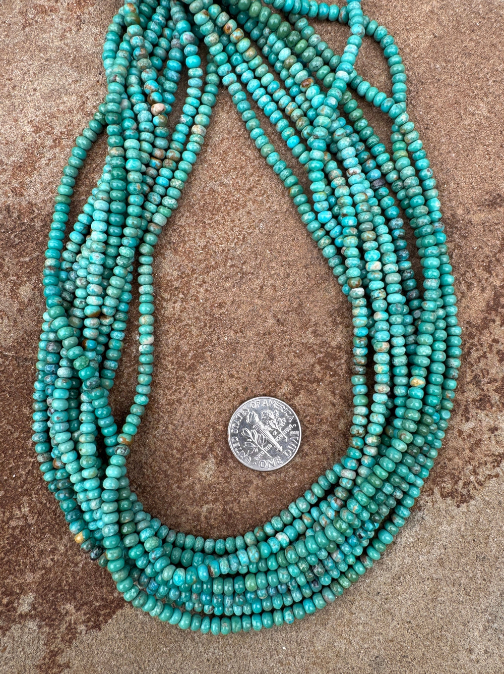 Hubei Turquoise (China) 3mm Rondelle Bead Strand 16 inch