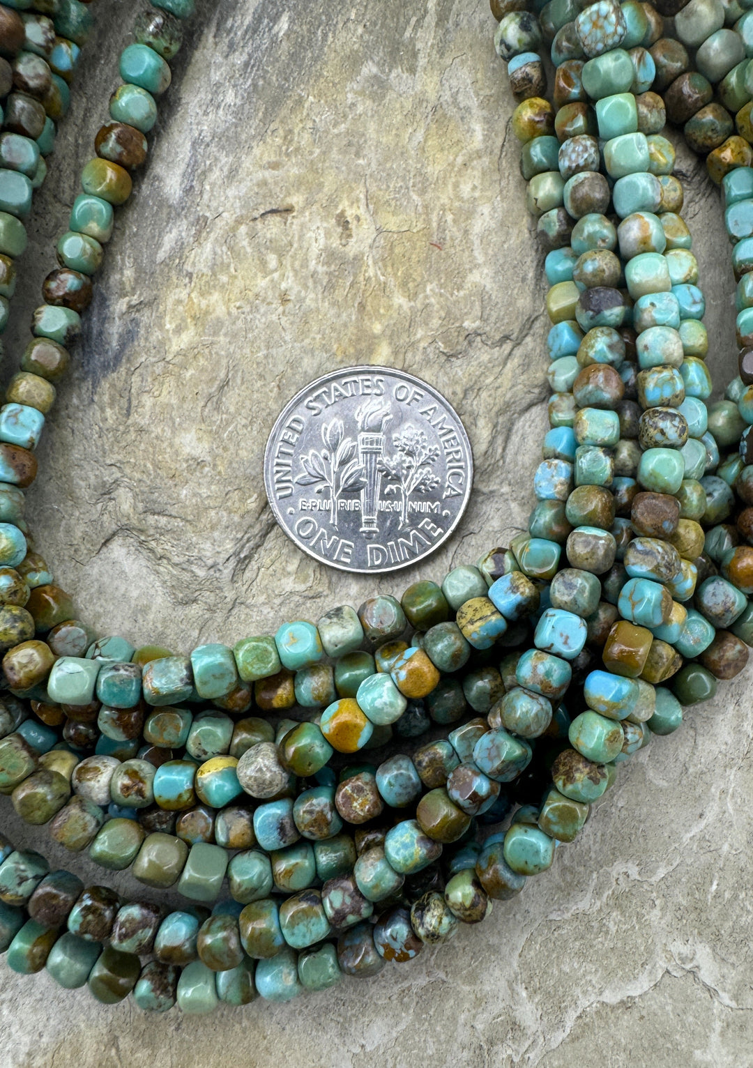 Hubei Turquoise (China) 3mm Soft Cube Shaped Beads 16 inch