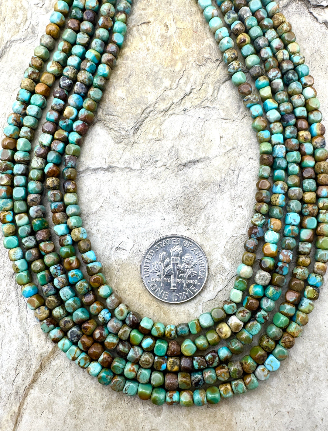 Hubei Turquoise (China) 3mm Soft Cube Shaped Beads 16 inch