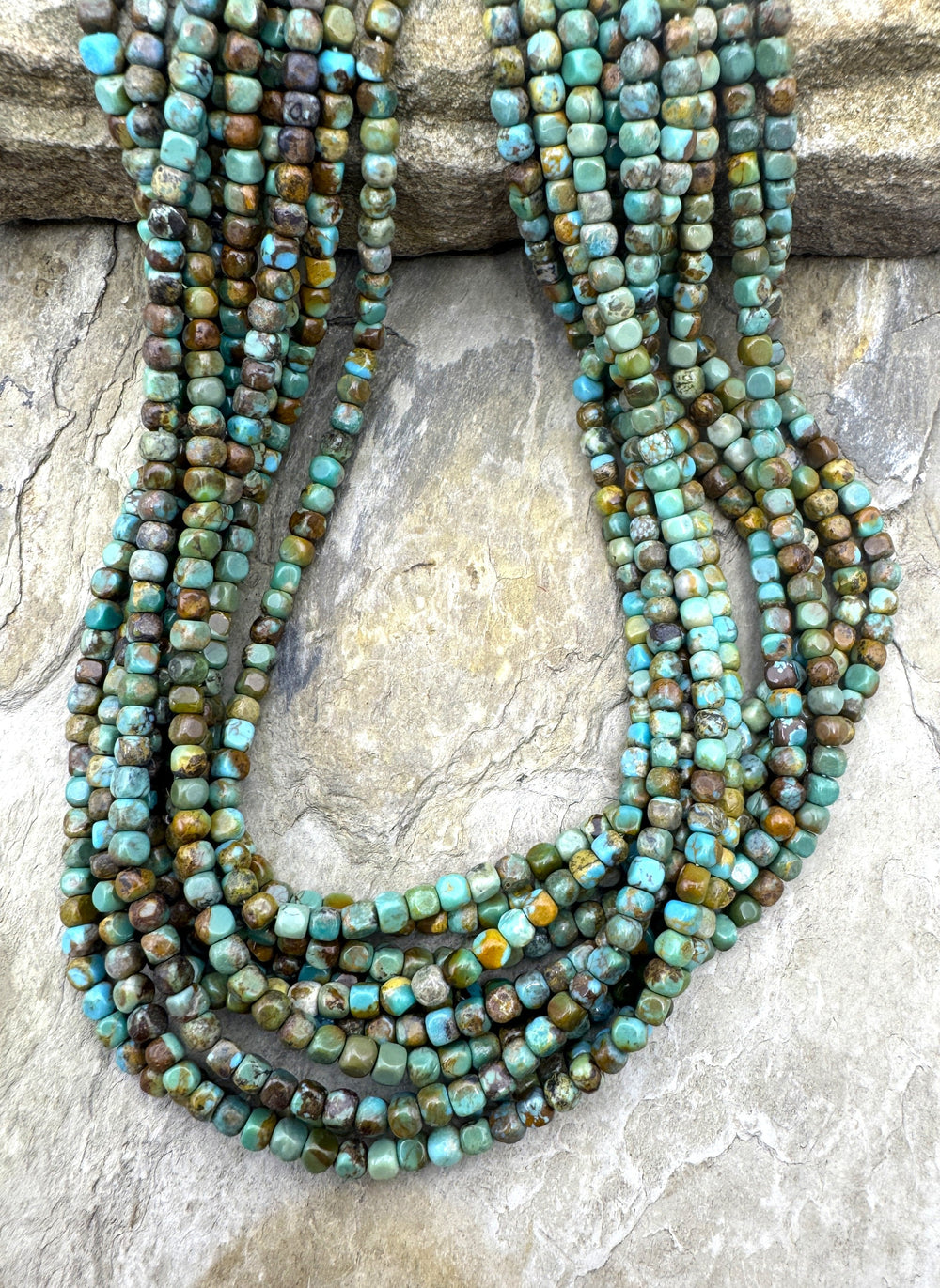 Hubei Turquoise (China) 3mm Soft Cube Shaped Beads 16 inch