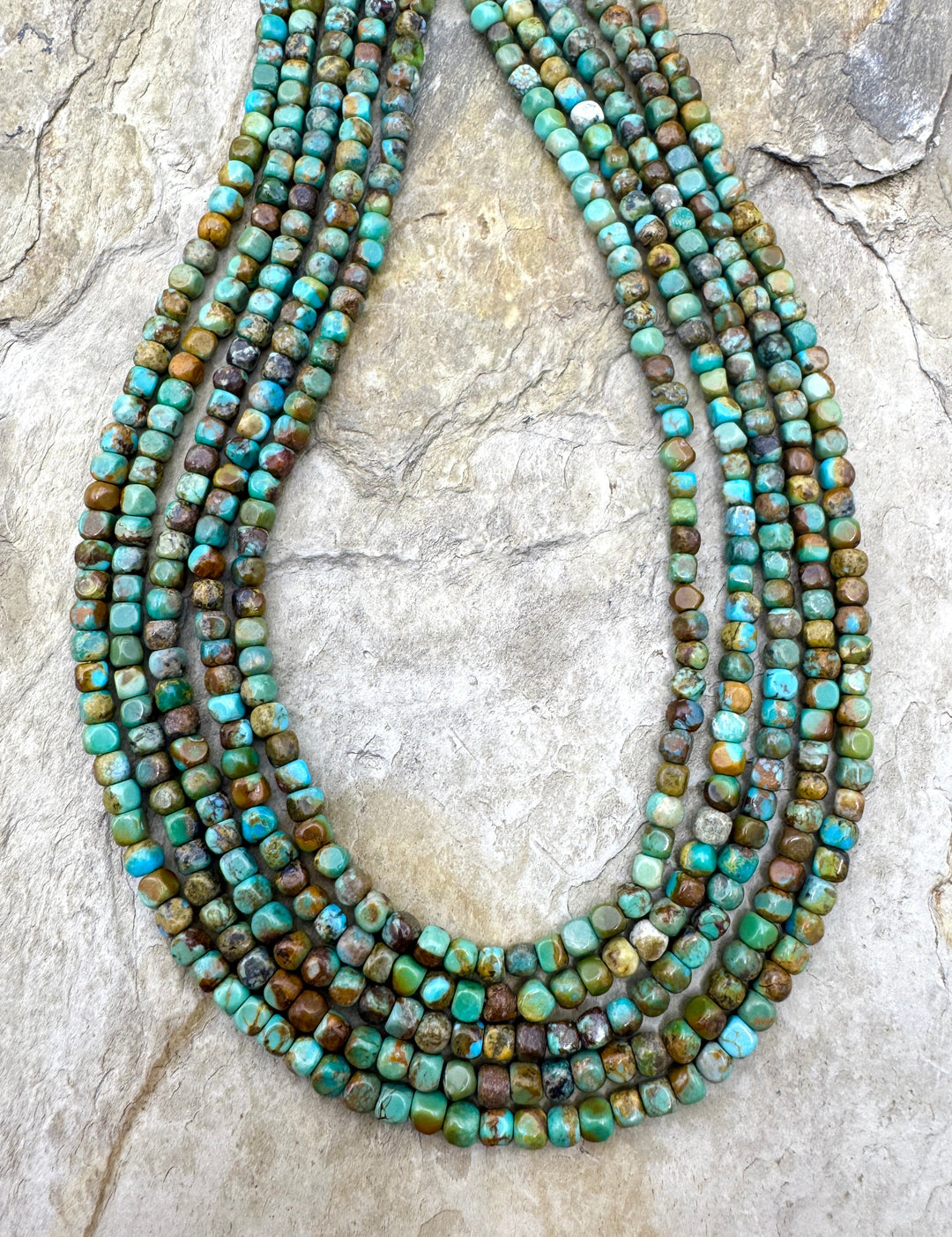 Hubei Turquoise (China) 3mm Soft Cube Shaped Beads 16 inch