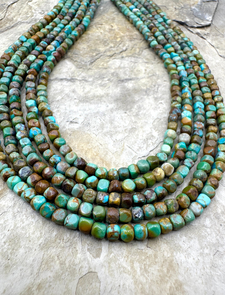 Hubei Turquoise (China) 3mm Soft Cube Shaped Beads 16 inch