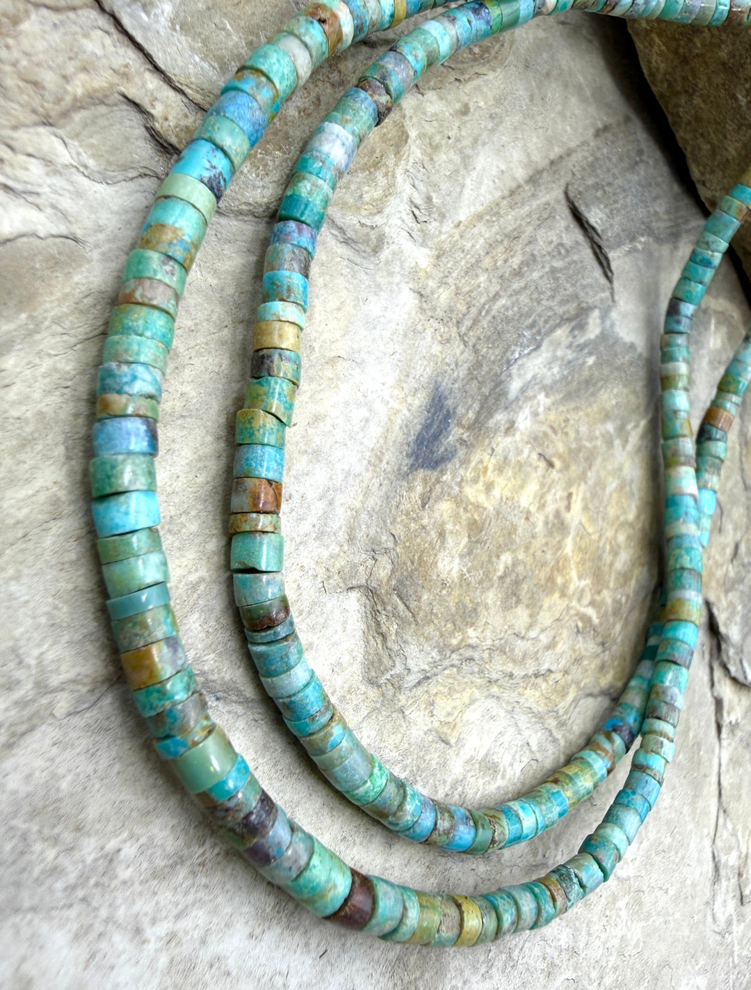 Hubei Turquoise (China) 4mm Heishi Beads 16 Inch Strand