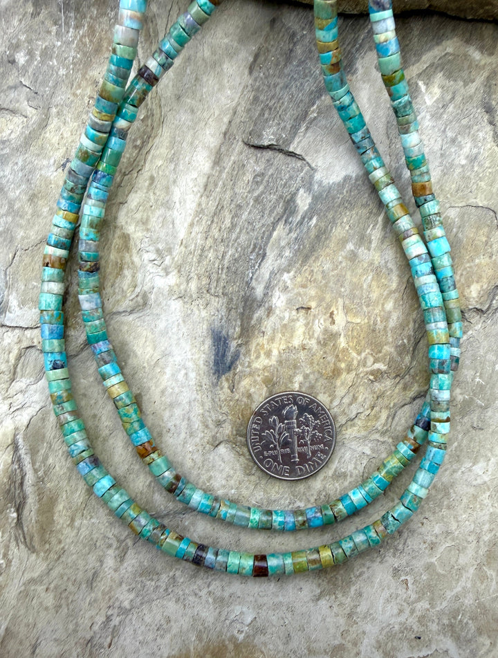 Hubei Turquoise (China) 4mm Heishi Beads 16 Inch Strand