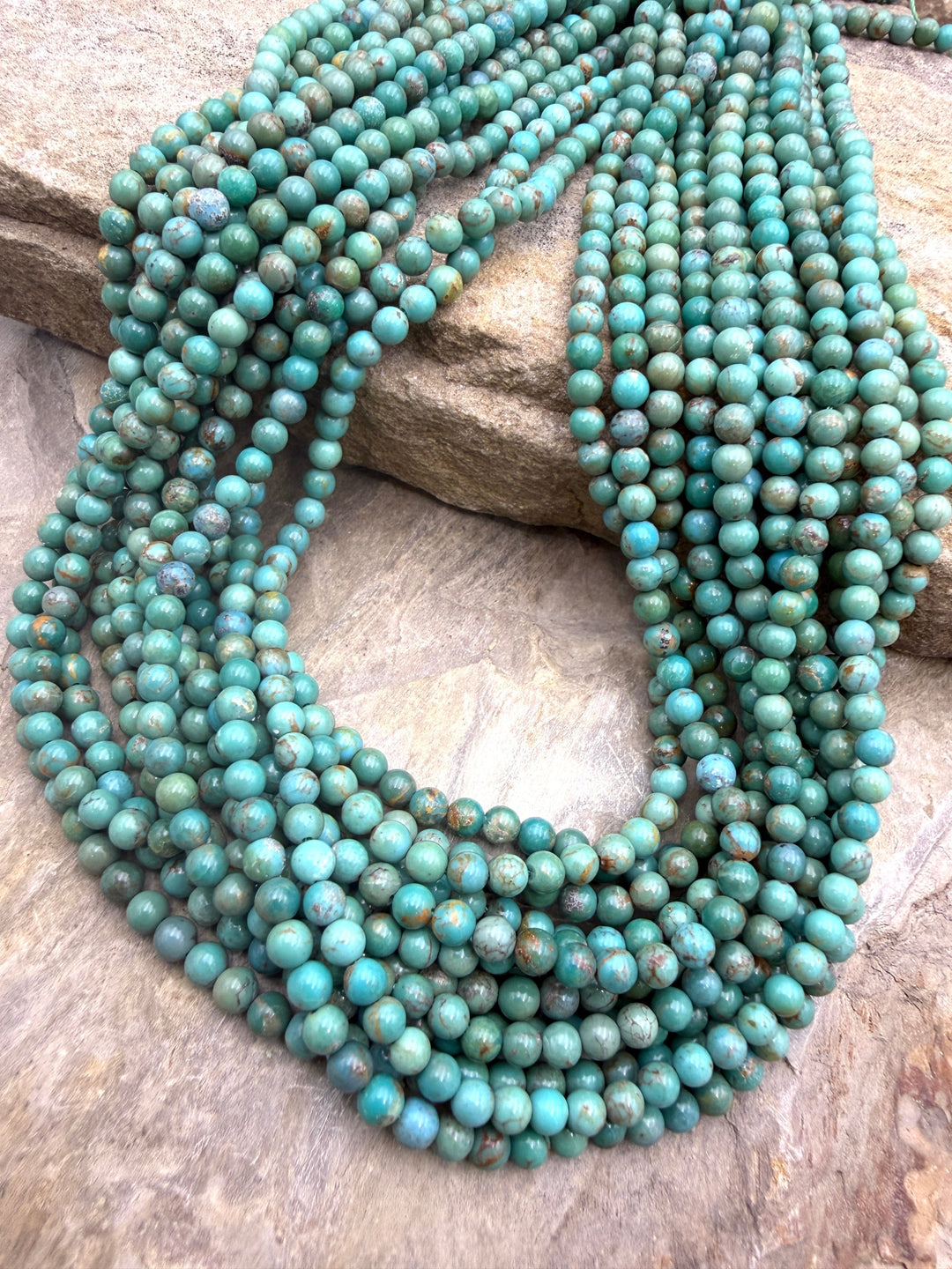 Hubei Turquoise (China) 4mm Round Beads 16 Inch Strand