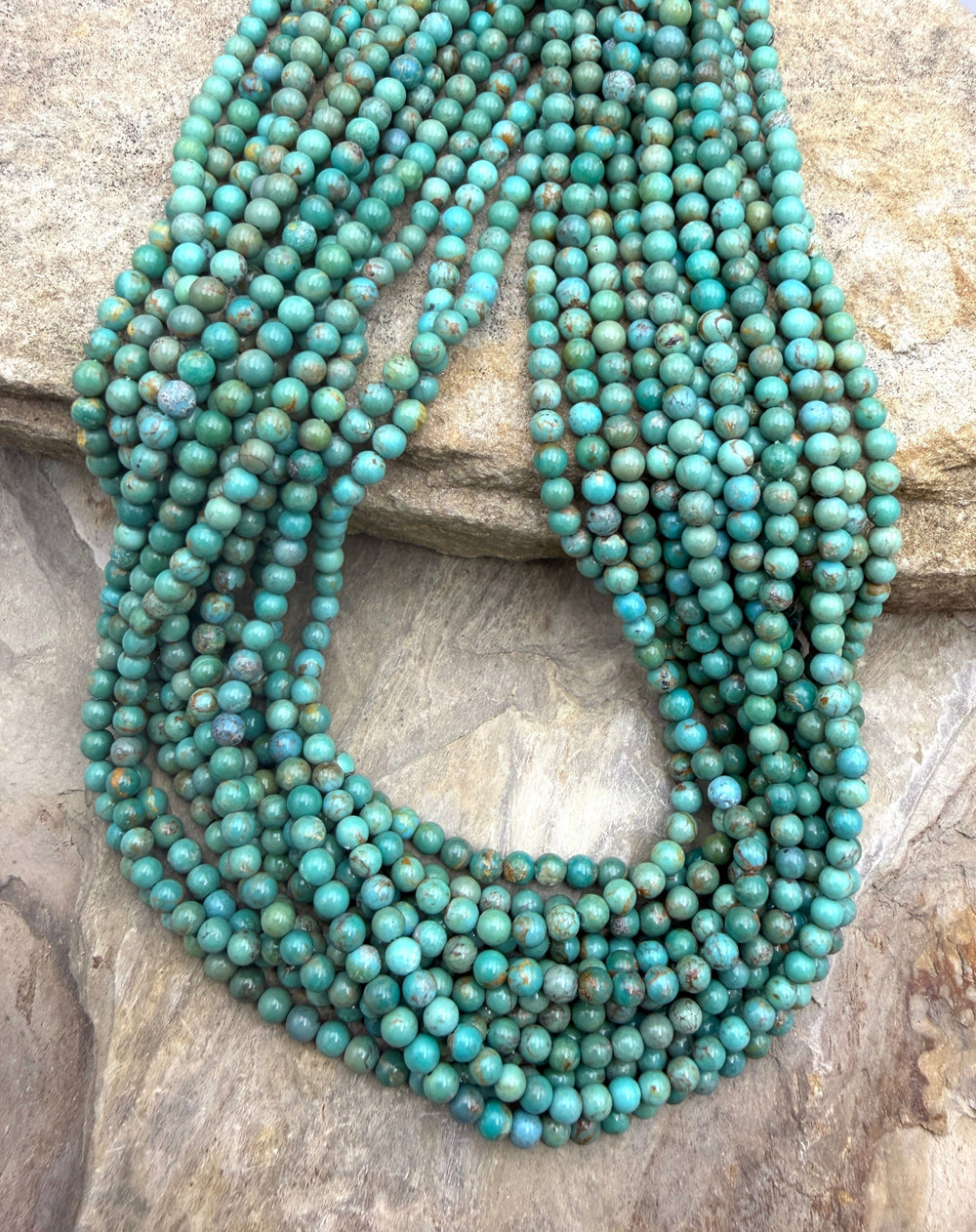 Hubei Turquoise (China) 4mm Round Beads 16 Inch Strand