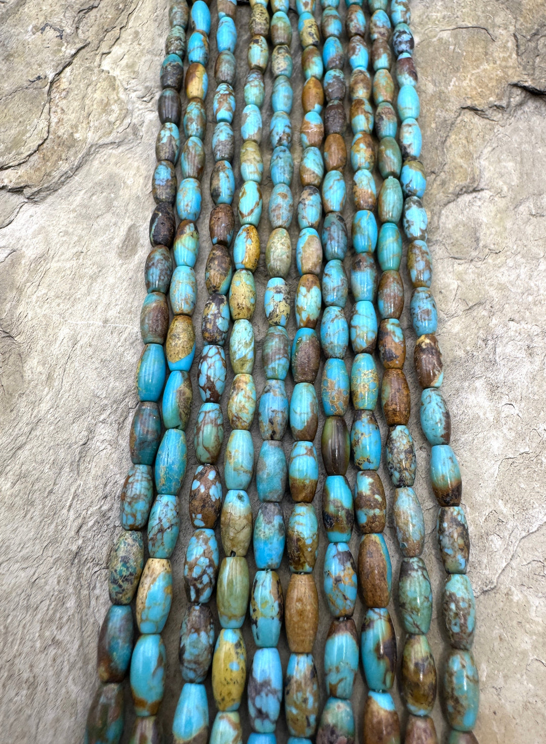 Hubei Turquoise (China) 4x8mm Rice Bead Strand 16 inch