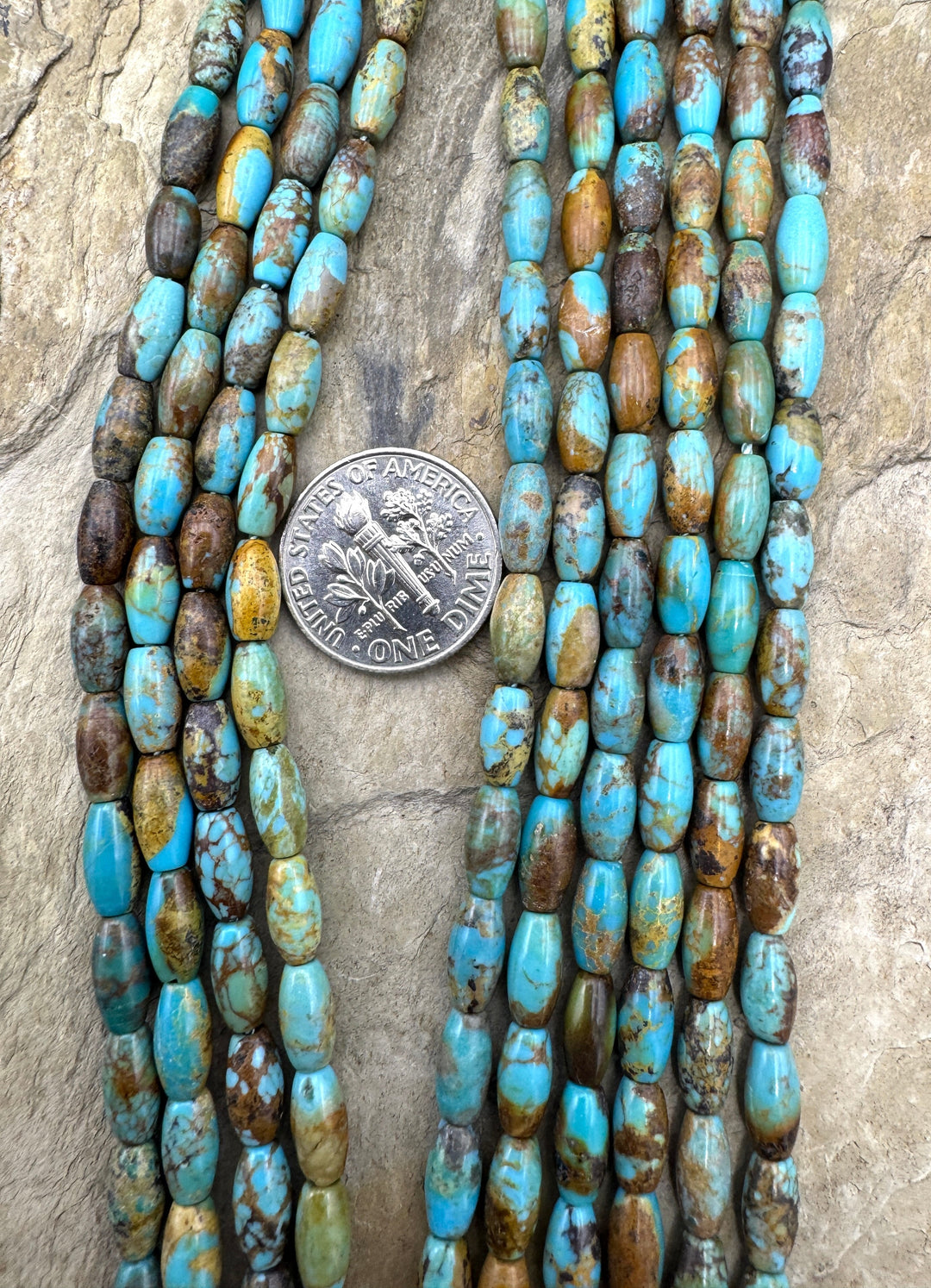 Hubei Turquoise (China) 4x8mm Rice Bead Strand 16 inch