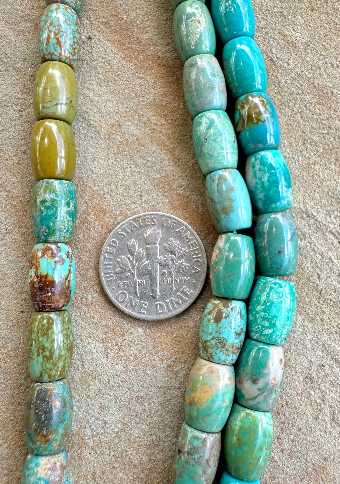 Hubei Turquoise (China) 57x10mm Barrel beads 16 inch strand