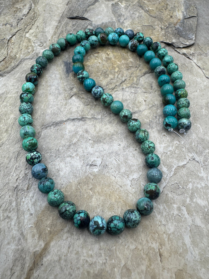 Hubei Turquoise (China) 6mm Round Breads 16 inch Strand (74
