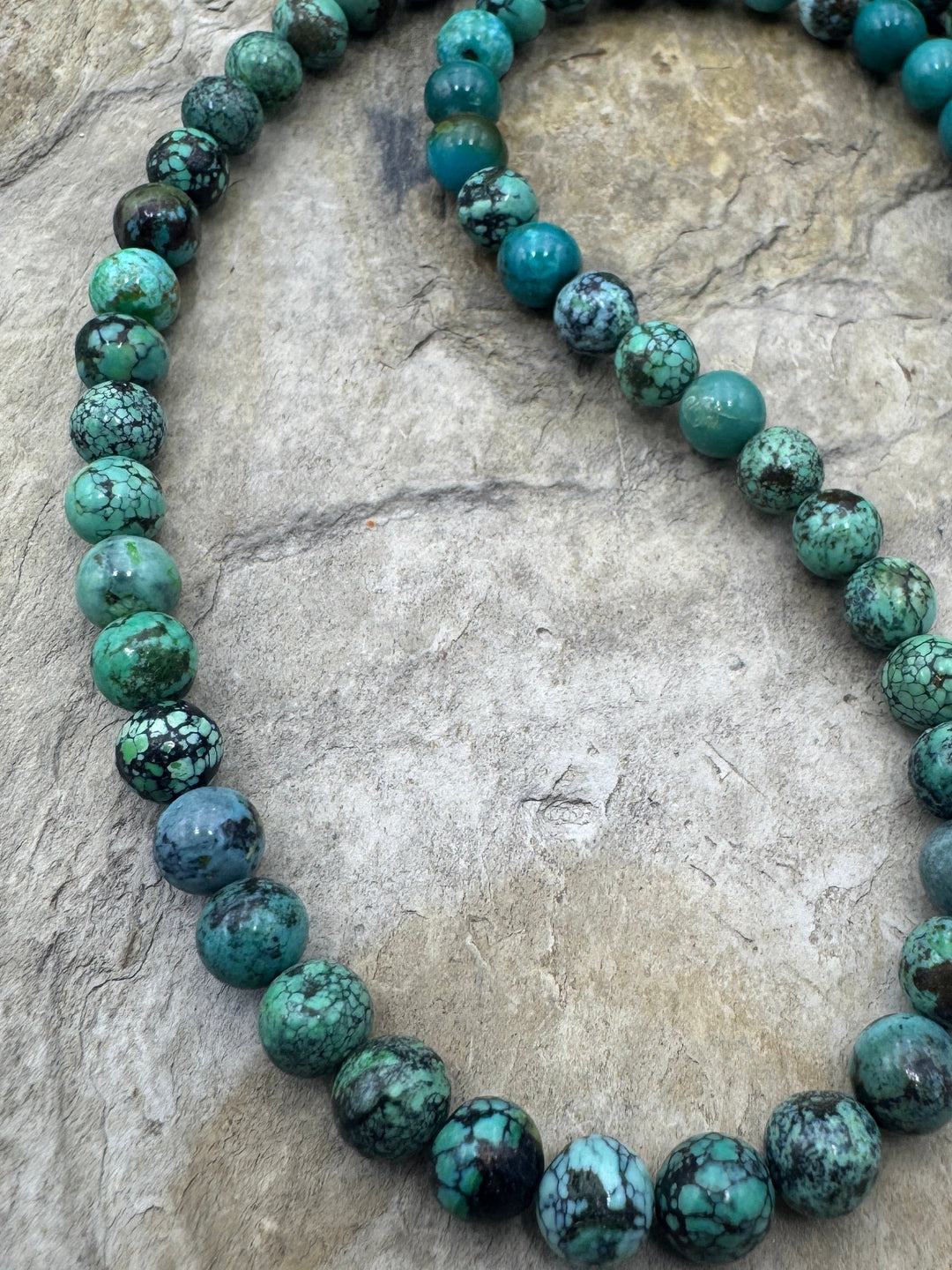 Hubei Turquoise (China) 6mm Round Breads 16 inch Strand (74