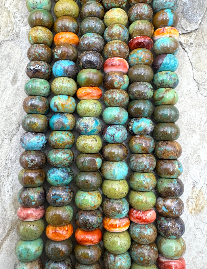 Hubei Turquoise (China) and Spiny Oyster Shell BIG 9x13mm