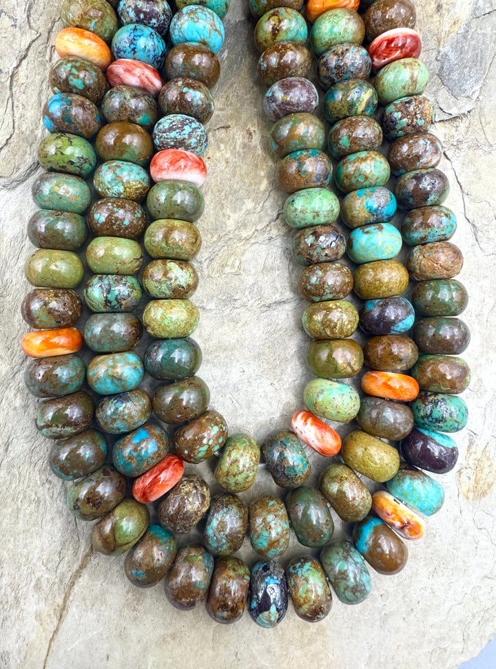 Hubei Turquoise (China) and Spiny Oyster Shell BIG 9x13mm