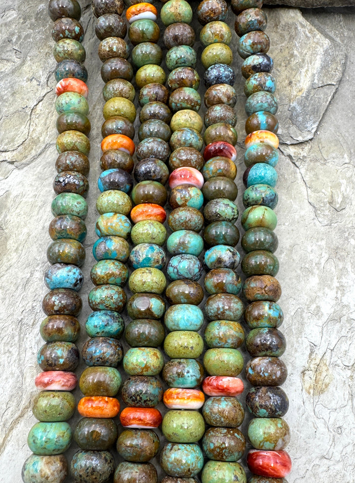 Hubei Turquoise (China) and Spiny Oyster Shell BIG 9x13mm