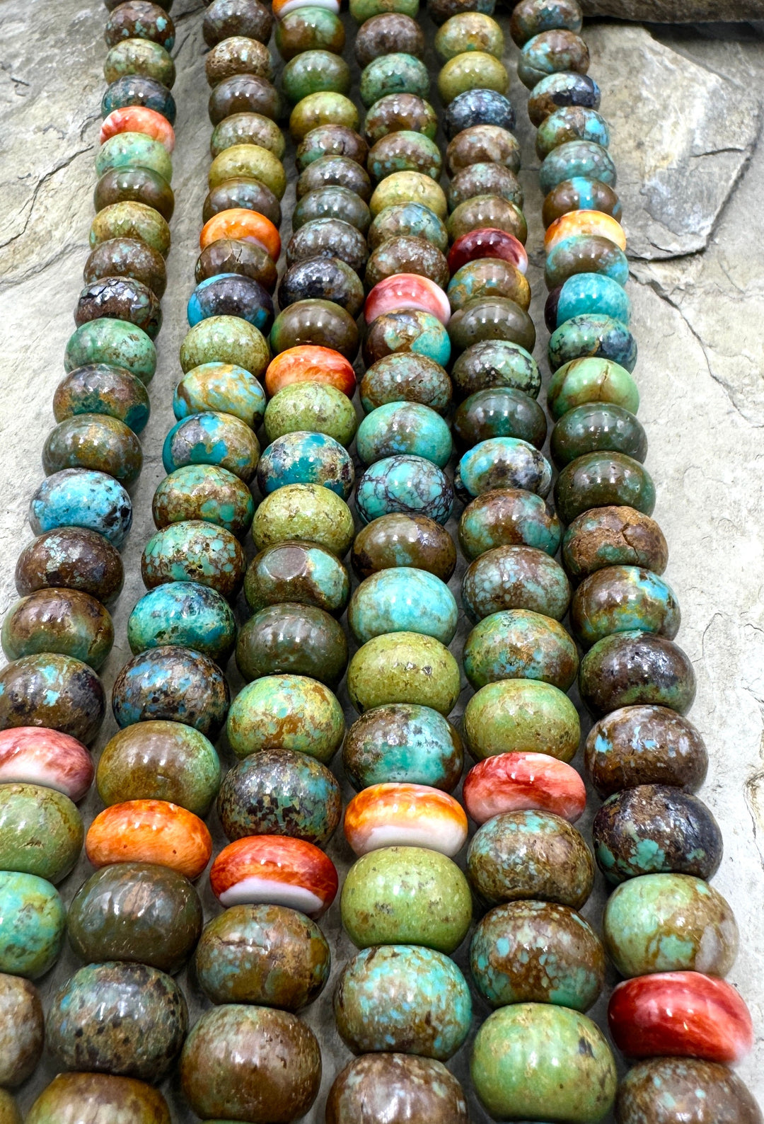 Hubei Turquoise (China) and Spiny Oyster Shell BIG 9x13mm