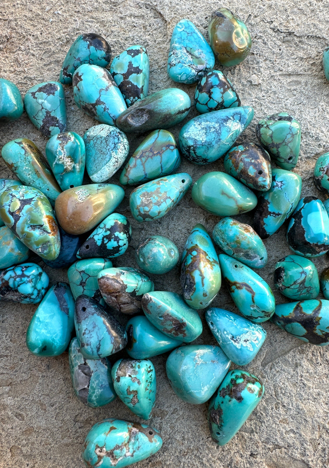 Hubei Turquoise (China) Big Chunky Teardrop Beads (Package