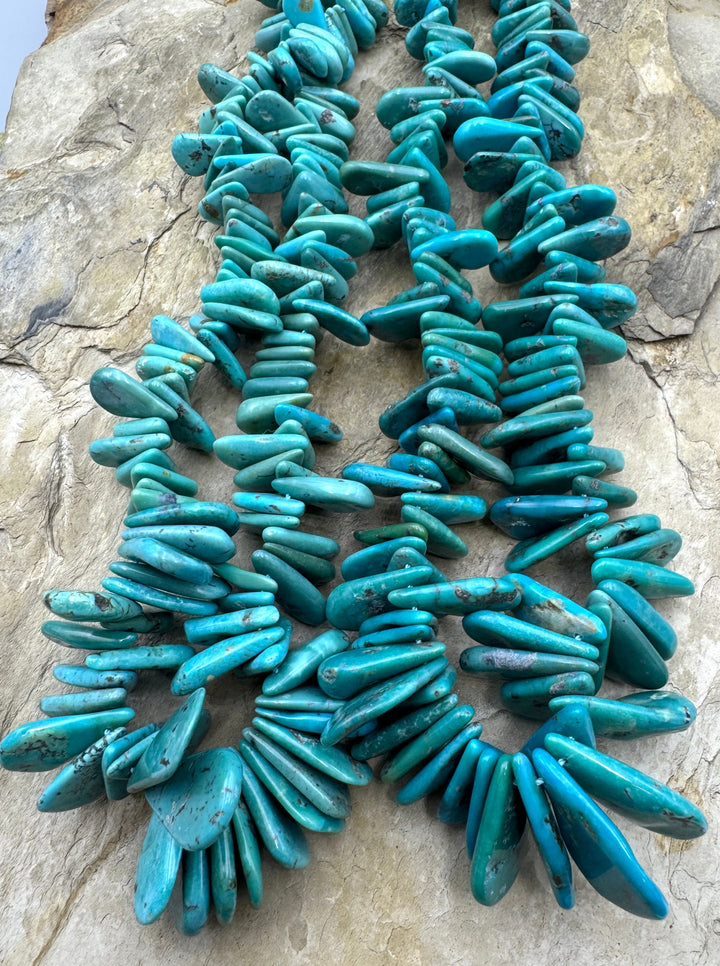 Hubei Turquoise (China) BIG Chunky Teardrop Tab Bead Strand